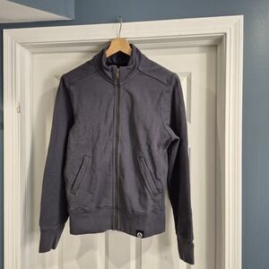 American Giant Jacket Mens Medium Blue Gray Moto Slim Sweatshirt Full Zip Heavy